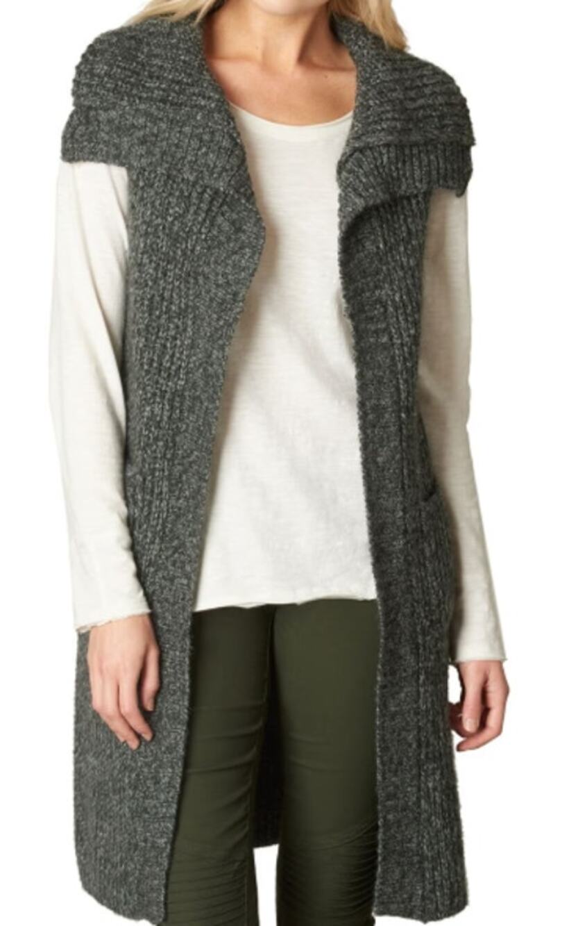 Prana Thalia Marled Gray Long Wool Blend Sweater Vest sz M